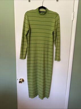 Future Collective for Target - Green Striped Long Sleeve Knit Dress